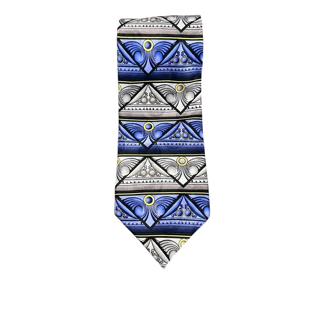 Grateful Dead 710 Ashbury Second Set Gray Blue Yellow Vintage 90s Silk Neck Tie